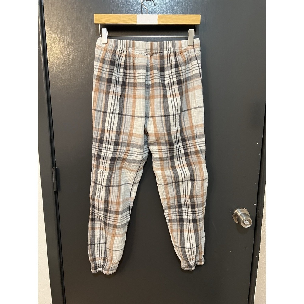 Aerie Women Sz S Plaid Cozy Lounge High Rise Soft Gauze Pajama Jogger Pants - Picture 5 of 5